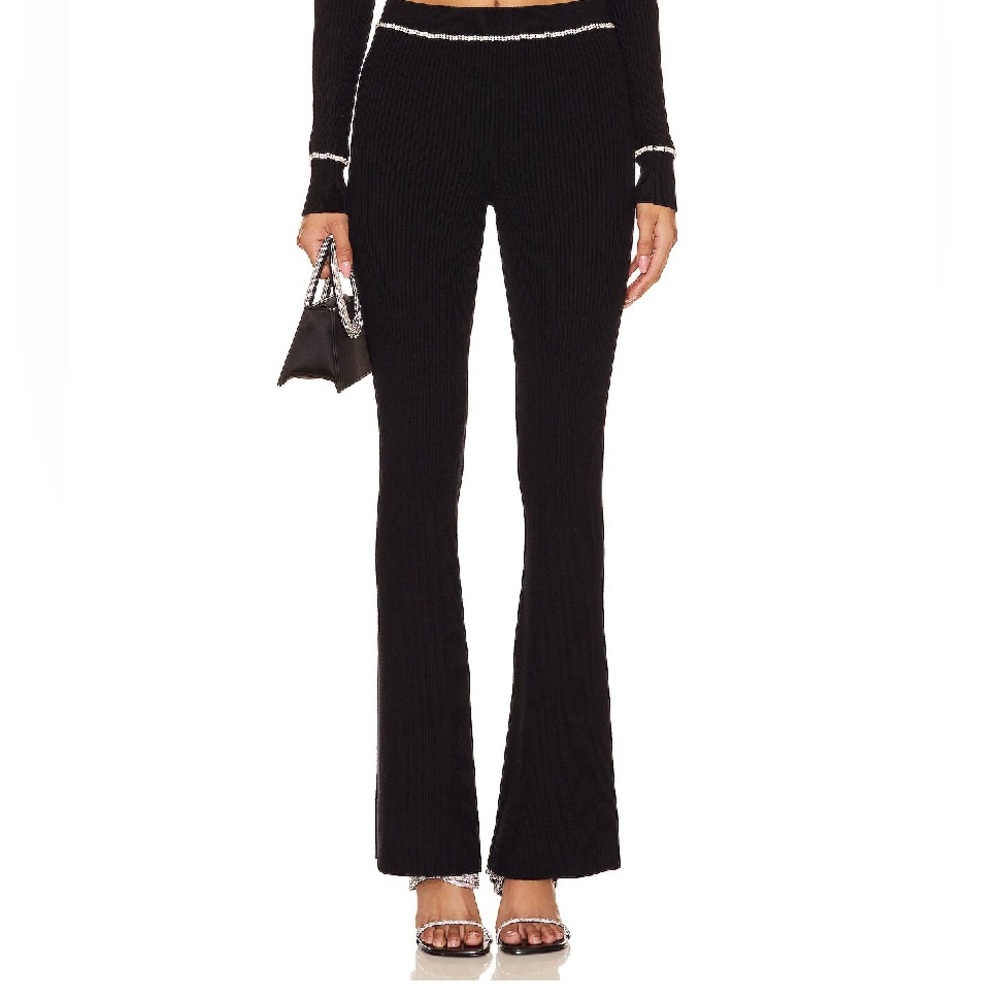 Lovers + Friends Black Flare Pants with Chain Detail